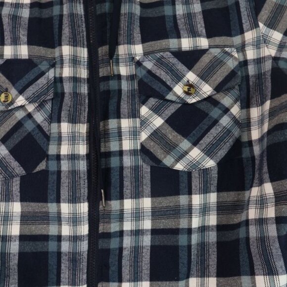 Plaid Mens Lined Utility Jacket XXL U.S. Life Hooded Pockets Long Sleeve Coat - Picture 6 of 9